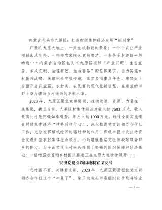 内蒙古包头市九原区：打造村级集体经济发展“新引擎”