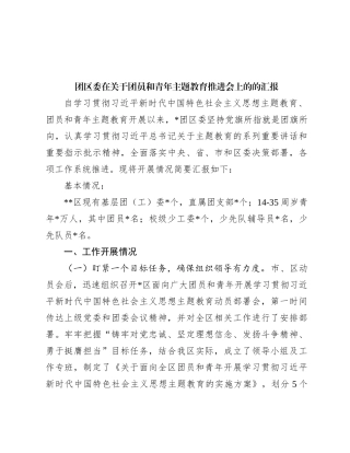 团区委在关于团员和青年主题教育推进会上的的汇报