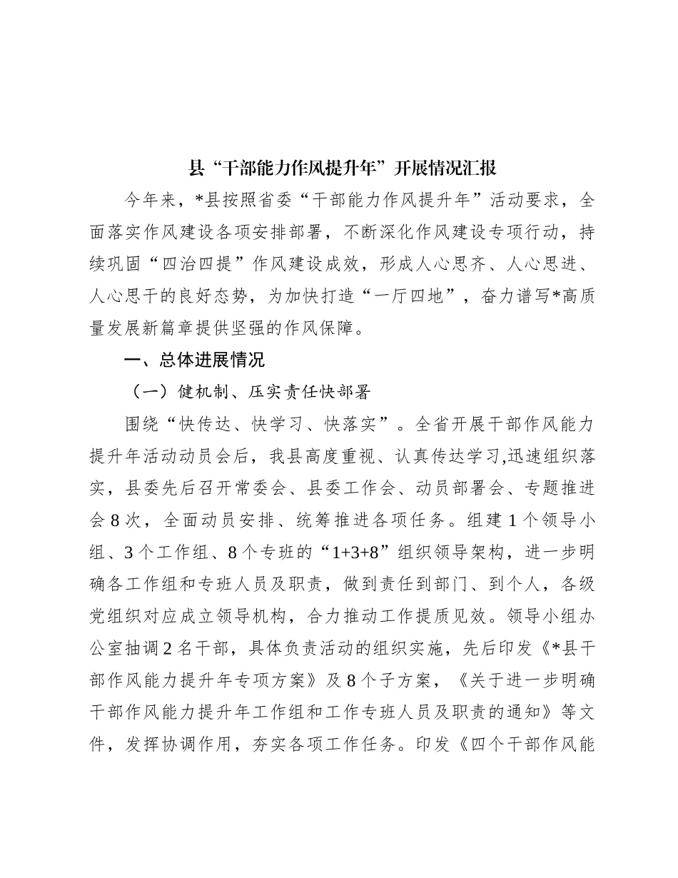 县“干部能力作风提升年”开展情况汇报_第1页
