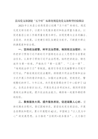 县局党支部创建“五个好”标准化规范化党支部典型经验做法