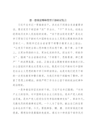 想一想我是哪种类型干部研讨发言