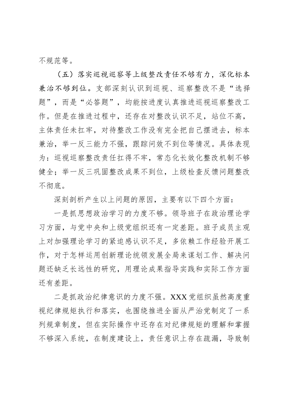 巡察整改专题民主生活会对照检查材料（2）_第3页