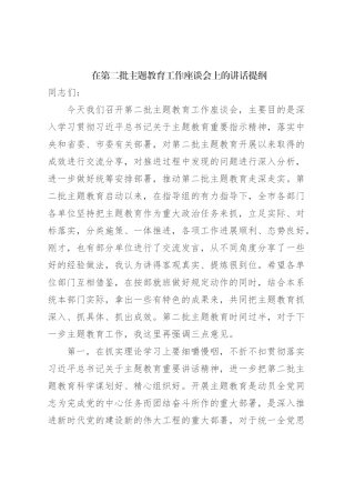 在第二批主题教育工作座谈会上的讲话提纲