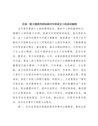 在第二批主题教育团员和青年座谈会上的讲话提纲
