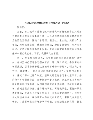 在法院主题教育阶段性工作推进会上的讲话