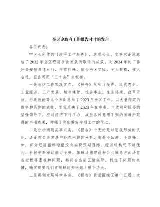 在讨论政府工作报告时时的发言(1)