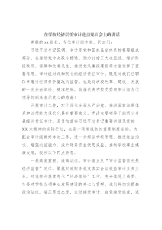 在学校经济责任审计进点见面会上的讲话