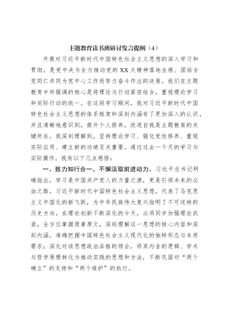 主题教育读书班研讨发言提纲（4）