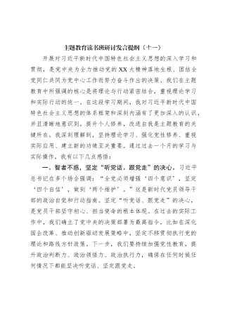 主题教育读书班研讨发言提纲（十一）