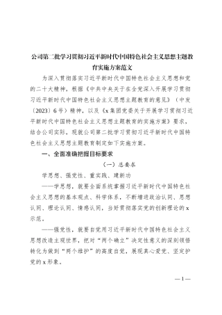 国有企业公司第二批主题教育实施方案