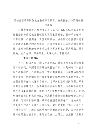 纪检监察干部队伍教育整顿学习教育、检视整治工作阶段性情况报告