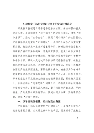 纪检监察干部队伍教育整顿研讨发言材料（打铁必须自身硬）