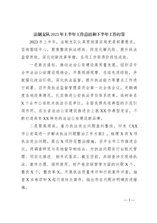 法制支队2023年上半年工作总结和下半年工作打算
