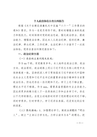个人政治体检自查自纠报告