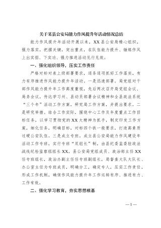 关于某县公安局能力作风提升年活动情况总结