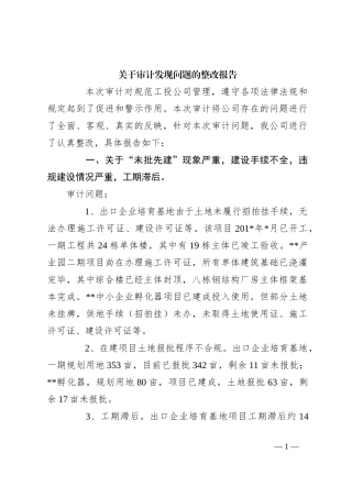关于审计发现问题的整改报告