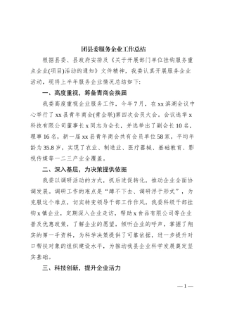 团县委服务企业工作总结