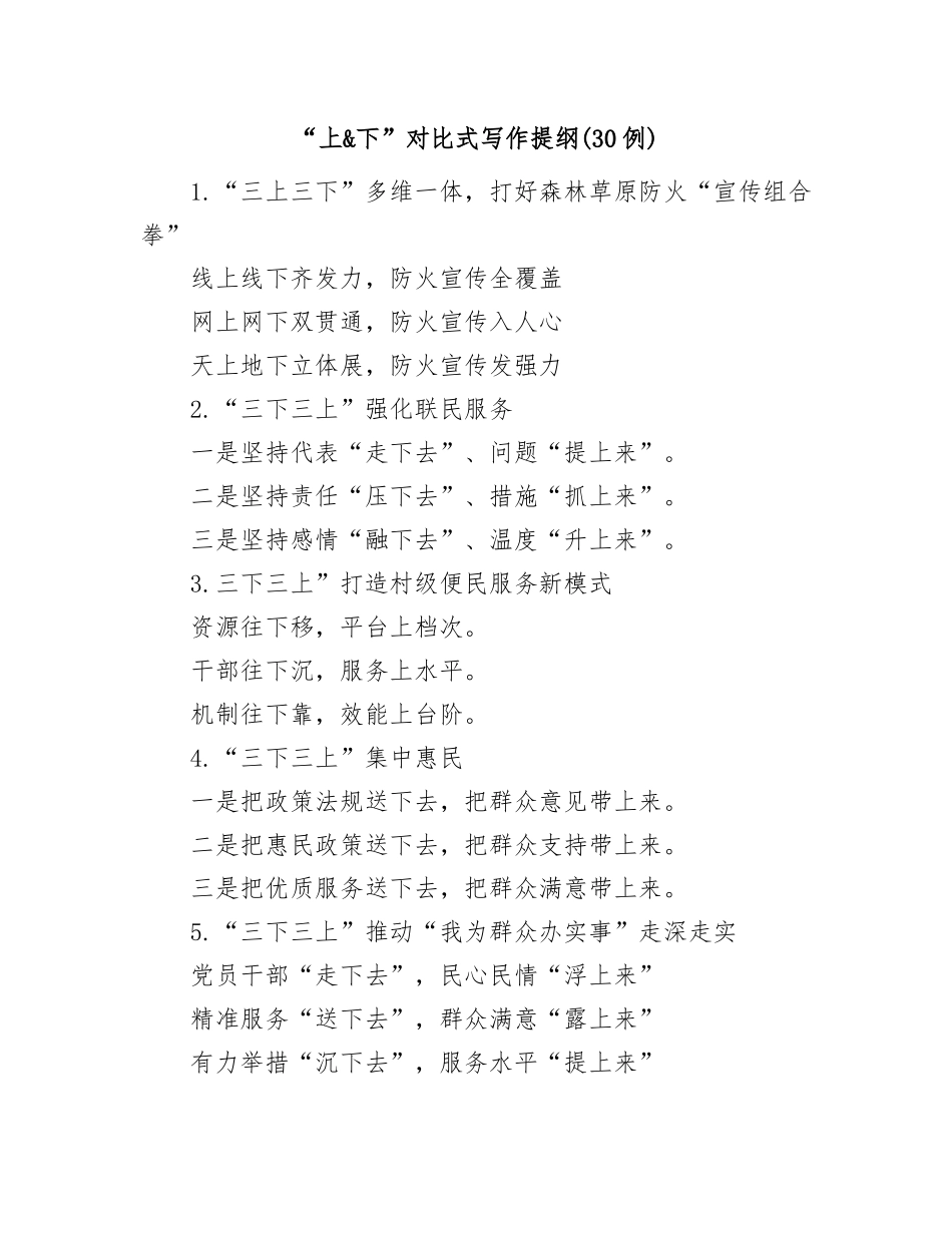 (30例)“上&下”对比式写作提纲_第1页