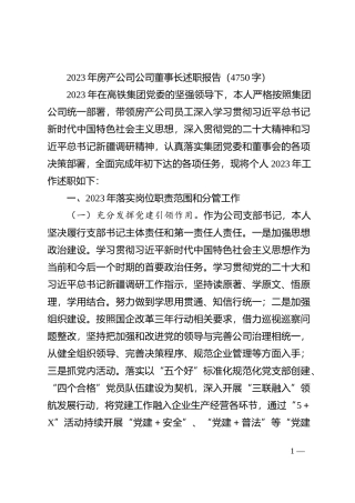 2023年”两新“房产公司董事长述职报告