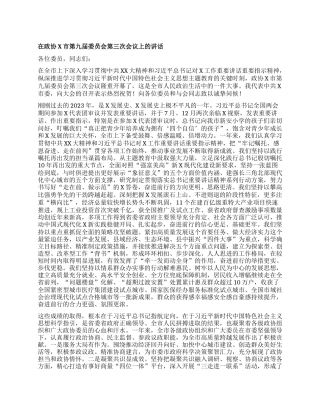 在政协X市第九届委员会第三次会议上的讲话(3)