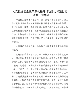 扎实推进国企改革深化提升行动着力打造世界一流核工业集团(1)