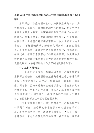 镇2023年贯彻落实ysxt工作责任制情况报告