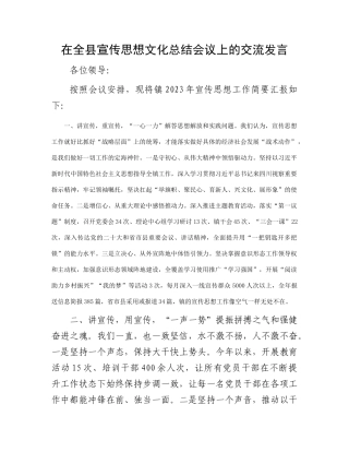 在全县宣传思想文化总结会议上的交流发言