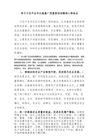 学习习近平总书记视察广西重要讲话精神心得体会