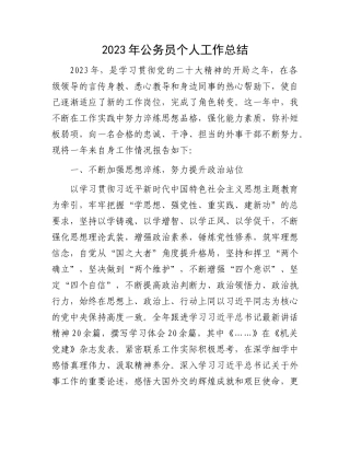 2023年公务员个人工作总结