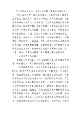 人大代表政府工作报告发言2