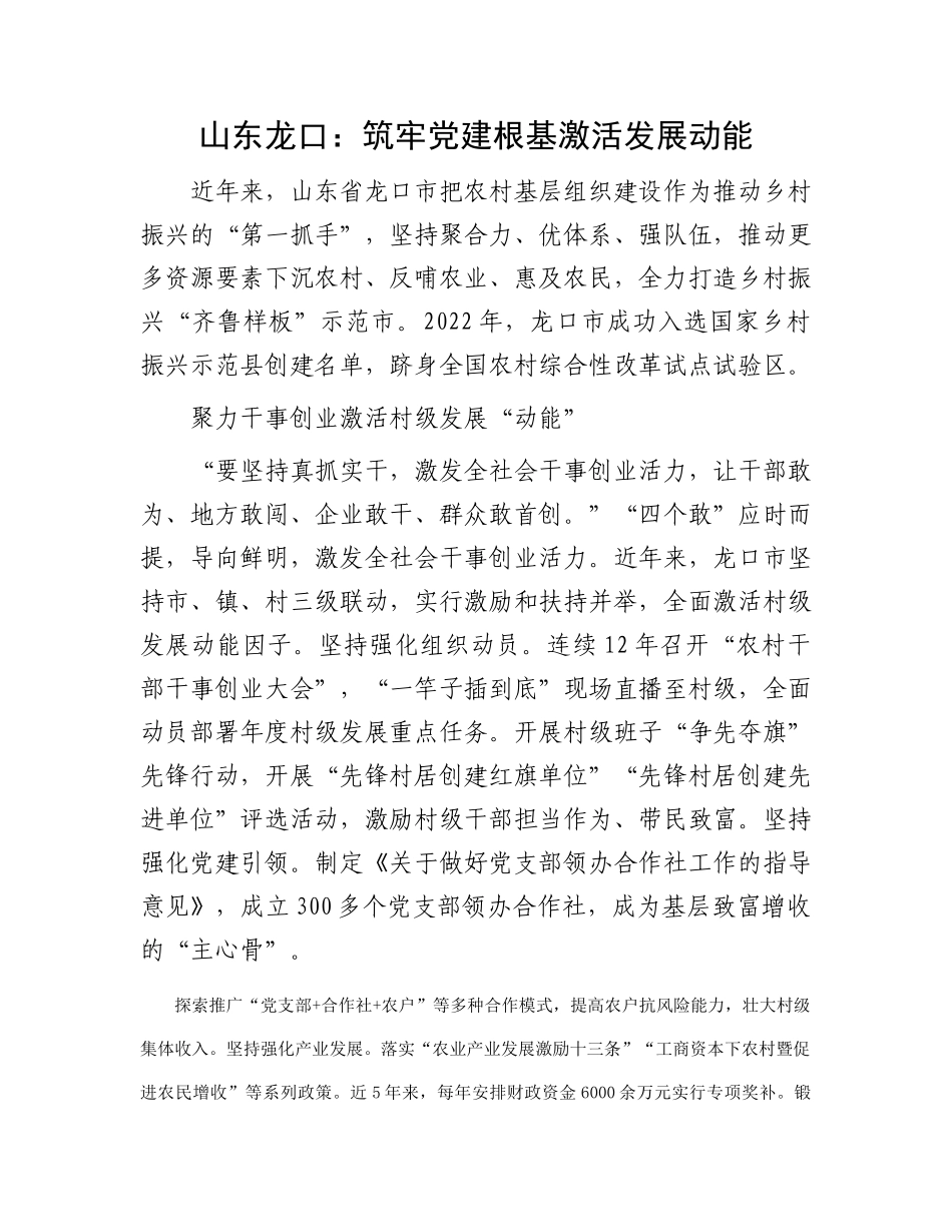 山东龙口：筑牢党建根基 激活发展动能_第1页