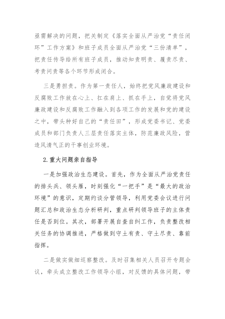 履行全面从严治党第一责任情况报告(1)_第2页