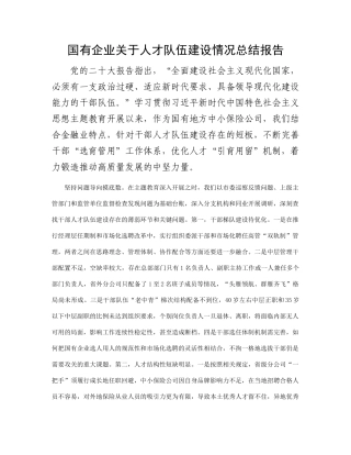 国有企业关于人才队伍建设情况总结报告