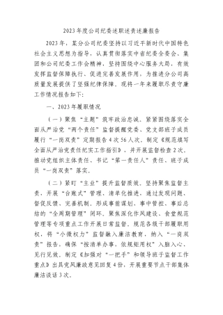 国企纪委述职述责述廉报告1700字