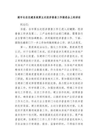副市长在住建系统第五次经济普查工作推进会上的讲话(1)