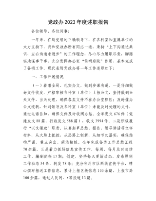 党政办2023年度述职报告