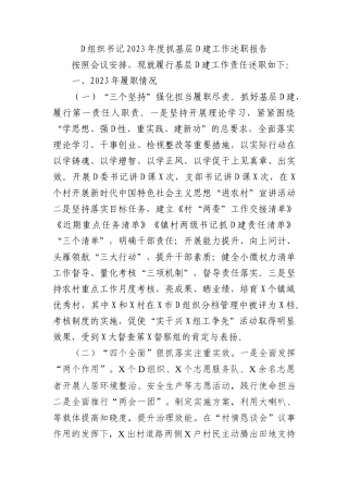 党组织书记2023年度抓基层党建工作述职报告 (1)