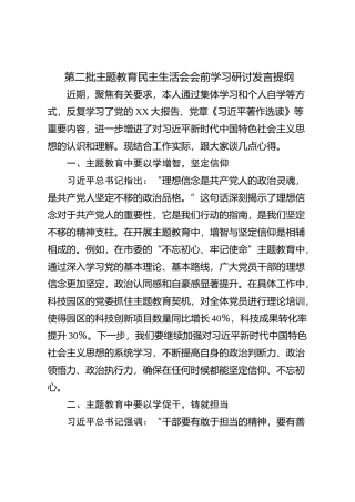 第二批主题教育民主生活会会前学习研讨发言提纲 (10)