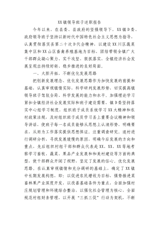 xx镇领导班子述职报告(2)