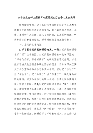 办公室党支部主题教育专题组织生活会个人发言提纲 (2)