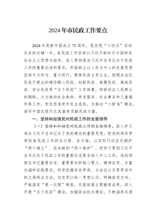 2024年市民政工作要点