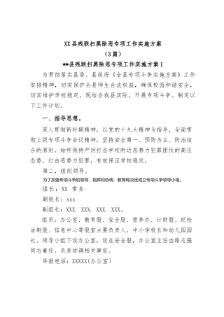 (3篇)XX县残联扫黑除恶专项工作实施方案