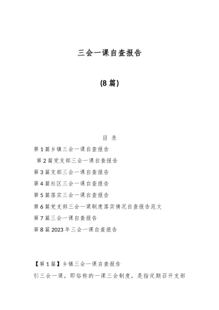 (8篇)三会一课自查报告
