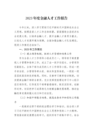 2023年度金融人才工作报告