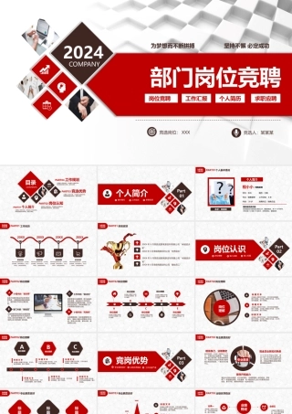 部门岗位竞聘PPT红色简洁竞聘通用模板