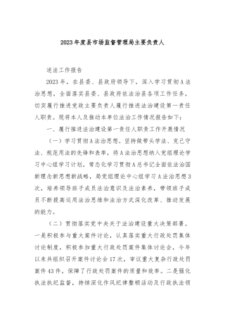 2023年度县市场监督管理局主要负责人