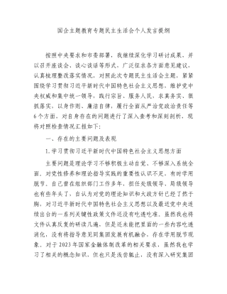 2023年主题教育专题民主生活会个人对照检查  国企总经理（践行宗旨等6个方面+案例剖析+上年度整改+个人事项）