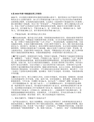 X县2023年度干部选拔任用工作报告
