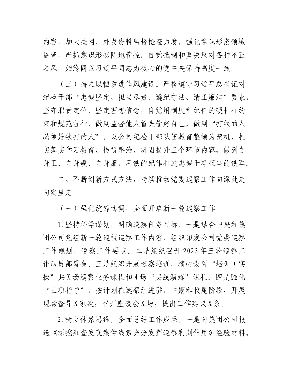 公司巡察办主任2023年述职述廉报告(1)_第2页