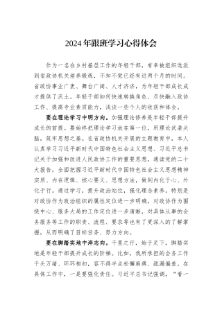 2024年跟班学习心得体会